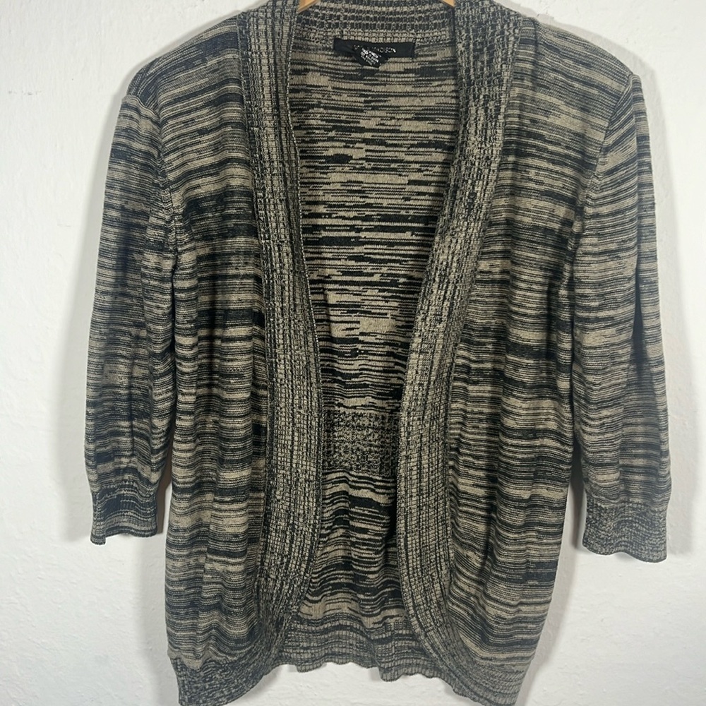 89th & Madison black and tan cardigan‎ sweater M medium